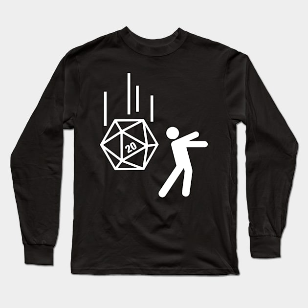 Funny Dodging Critical Hit D20 Polyhedral Dice Tabletop RPG Gaming Long Sleeve T-Shirt by dungeonarmory